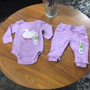 NWT GARANIMALS Girls Light Purple Long Sleeve Shoulder Bow Bodysuit Size 6-9 M